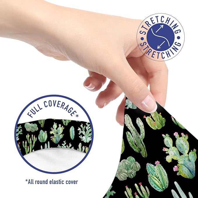 Ambesonne Cactus Spring Flower Office Chair Slipcover, Composition of Various Succulent Types Blossoming Botany, Protective Stretch Decorative Fabric Cover, Standard Size, Charcoal Grey