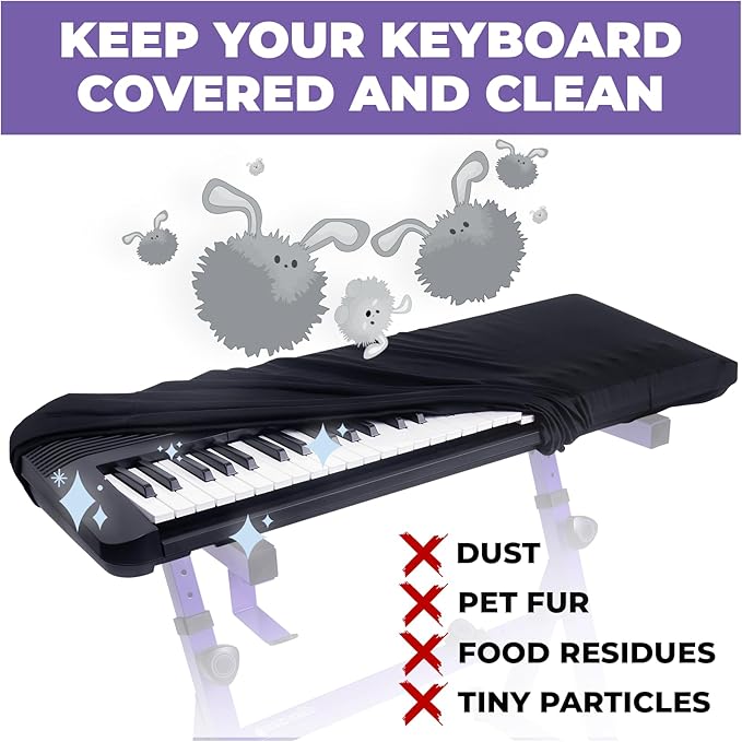 Liquid Stands Piano Keyboard Covers - Keyboard Dust Cover for 88 Keys - Electric Digital Piano Protector Cloth with High Elasticity Spandex & Cord Lock - Full Case Instrument Keys Protector (50)