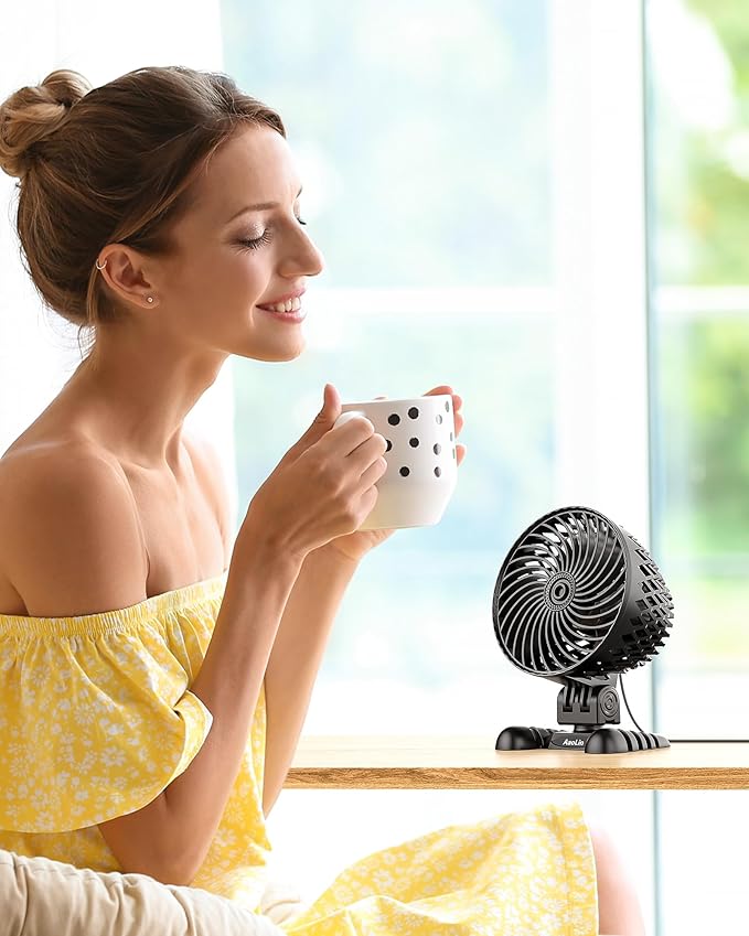 AaoLin USB Desk Fan, Table Fan with CVT Variable Speeds, Quiet Portable, Desktop Mini Personal Fan for Room, Home, Office, Black