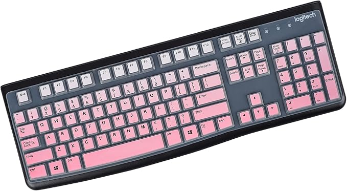Keyboard Cover for Logitech K120 & MK120 Wired Keyboard, Logitech K120 Keyboard Skin Protector - Gradual Pink