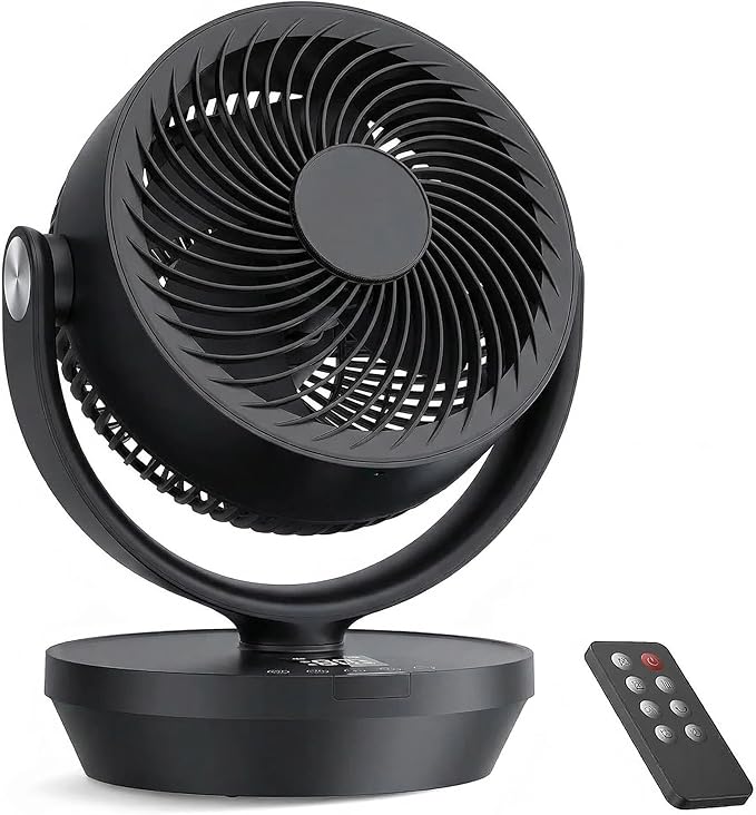 PNTCK Air Circulator Fan for Bedroom, 13" Table Fan with Remote, 90° Oscillating & 120° Tilt, 60ft Strong Airflow, Quiet 25dB Electric Fan with 4 Speeds, 4 Modes & 12H Timer