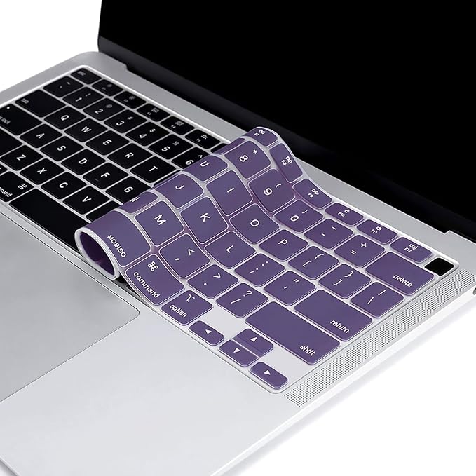 MOSISO Keyboard Cover Compatible with MacBook Air 13 inch 2022 2021 2020 Release A2337 M1 A2179 Retina Display with Touch ID Backlit Magic Keyboard, Waterproof Protective Silicone Skin,Imperial Purple