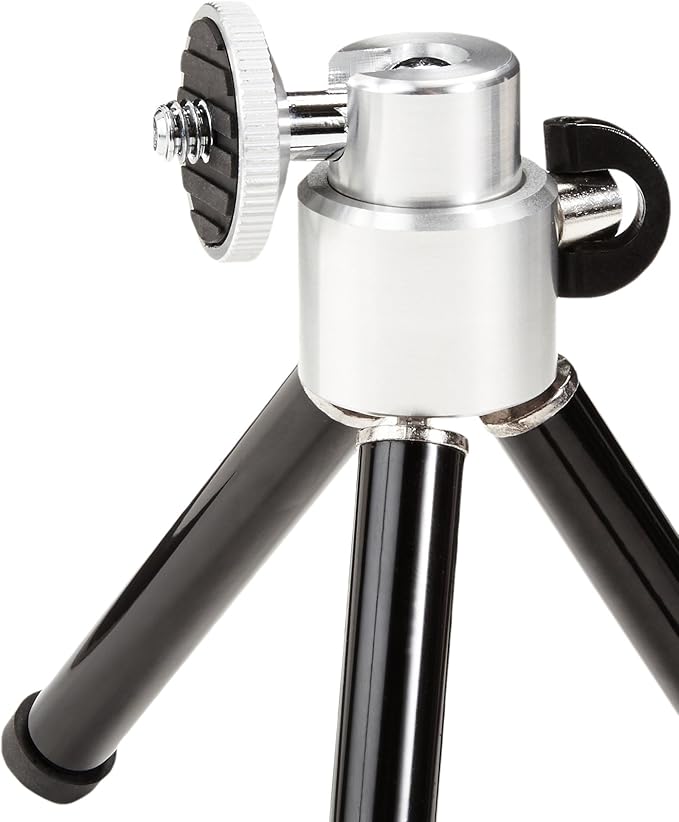 Amazon Basics Lightweight Portable Mini Travel Tripod with 360° Ball Head, Adjustable Height, Desktop, Black