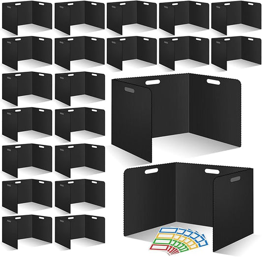 22 Pcs Desk Dividers for Students 14 × 17.5 × 14 Inch Plastic Waterproof Privacy Folders Shields Test Dividers with Black Classroom Privacy Boards for School Study Teacher Supplies