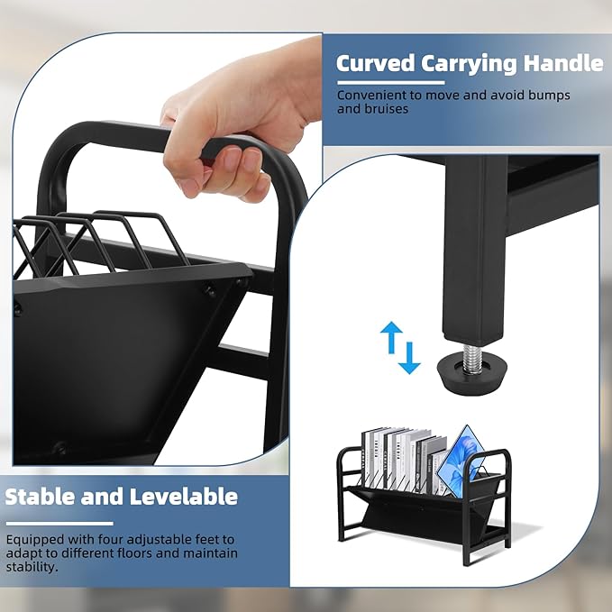 14-Slot Open Charging and Storage Rack, Chromebooks Charging Station with Leveling Feet, Effective Heat Dissipation, for iPads, Tablets and Laptop Computers, for Classroom|Office|Library
