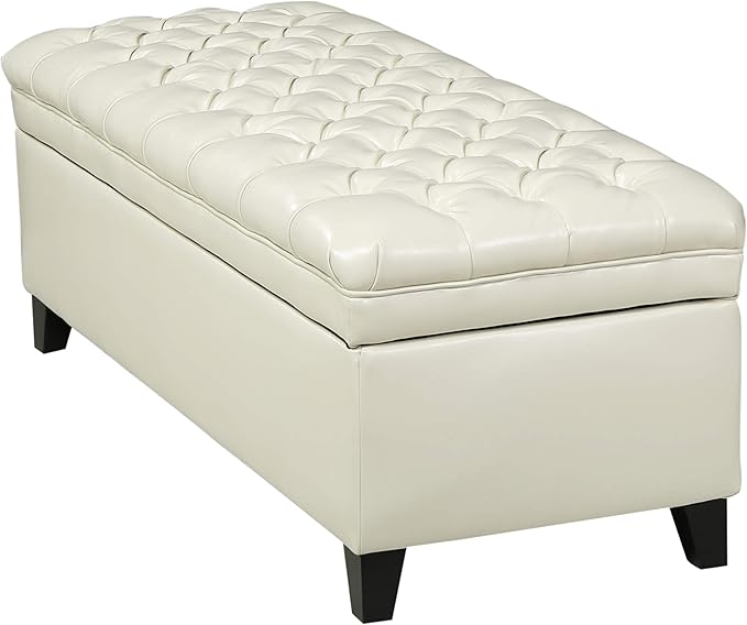 Christopher Knight Home Juliana PU Storage Ottoman, Ivory