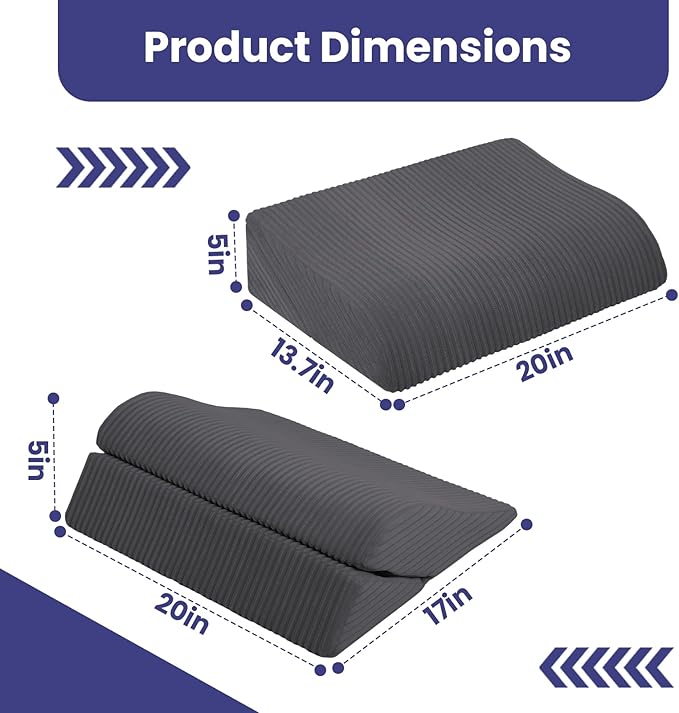 idee-home Recliner Leg Rest Cushion, Recliner Footrest Extender Pillow with Removable Corduroy Cover, 2 in 1 Foldable Ergonomic Foot Pillow Back & Lumbar Support Cushion for Bed Sofa Couch, Dark Grey