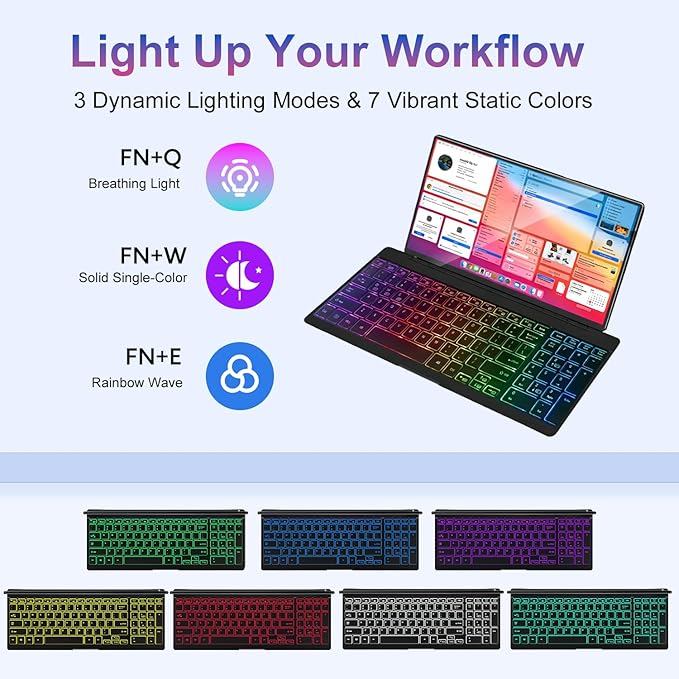 12.8" Portable Touchscreen Keyboard, Screen Extender with Silent Keyboard, USB-A Type-C Monitor for Laptop, Desktop, Mini PC, MacBook(Driver Need)