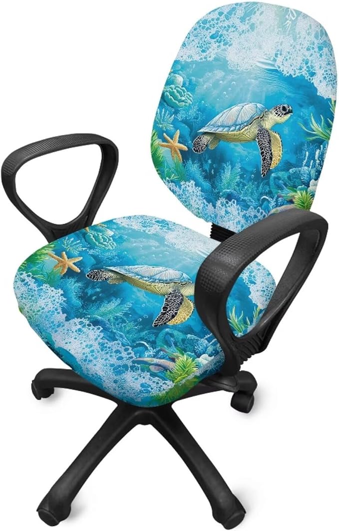 GLENLCWE Moon Sun on Black Office Chair Cover Stretchable Seat Covers Universal Computer Chair Covers Rotating Chair Slipcover Computer Chair Protector