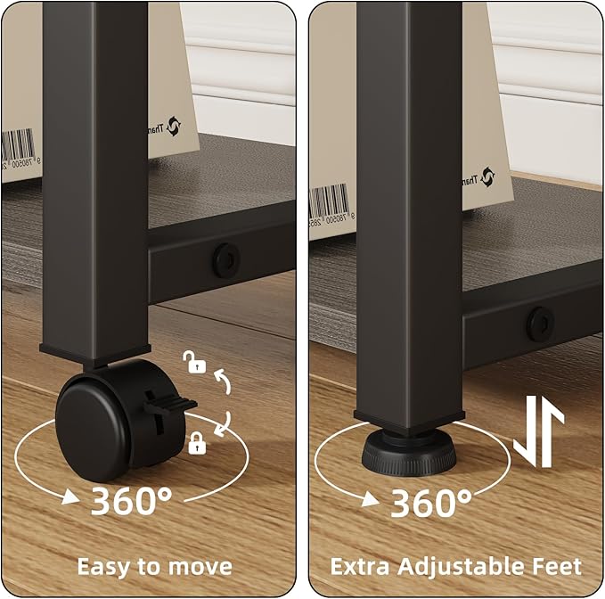 YAOHUOO 22"x15" Large Printer Stand with Storage Drawer, 2-Tier Under Desk Printer Table for Home Office, Printer Cart fit Fax Machine/3D Printer/Scanner(Gray)