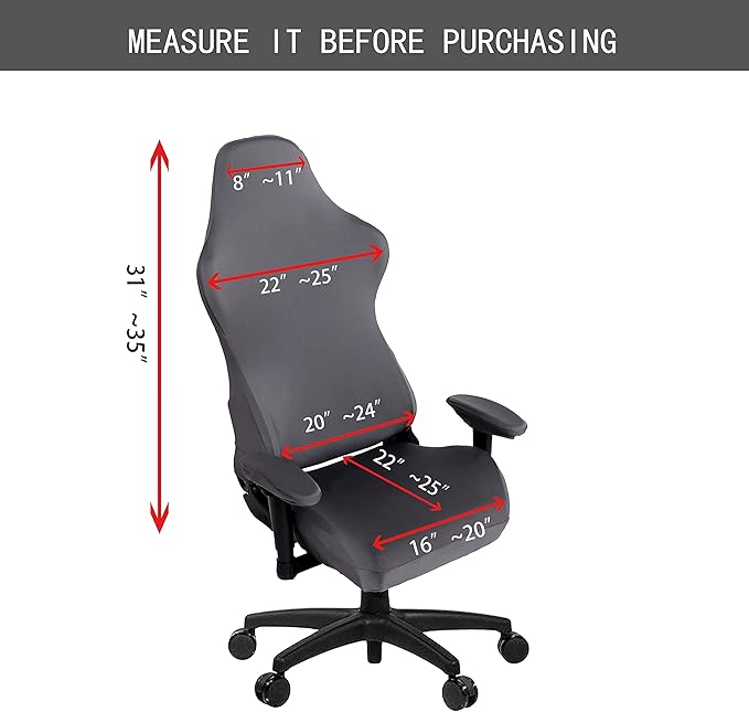 SARAFLORA Gaming Chair Covers Stretch Washable Computer Chair Slipcovers for Armchair, Swivel Chair, Gaming Chair,Computer boss Chair (Grey, X-Large)