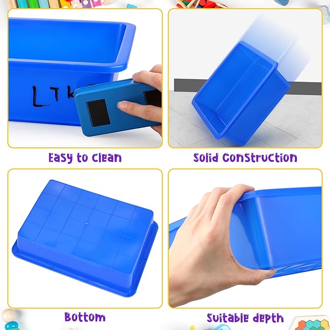 Hoteam 5 Pcs Paper Trays for Classroom Plastic Storage Bin Tray Bulk Stackable File Organizer for School Office Teacher Book Organization Supplies(Classic Color,13.78 x 9.84 x 3.15 Inch)