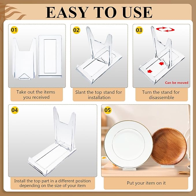 28 Pack Clear Acrylic Adjustable Desktop Book Stand & Display Easel for Tablet Phone Clutch Bag Plate Artwork Magazine Picture Comic Album CD Postcard - Home Office Back to School