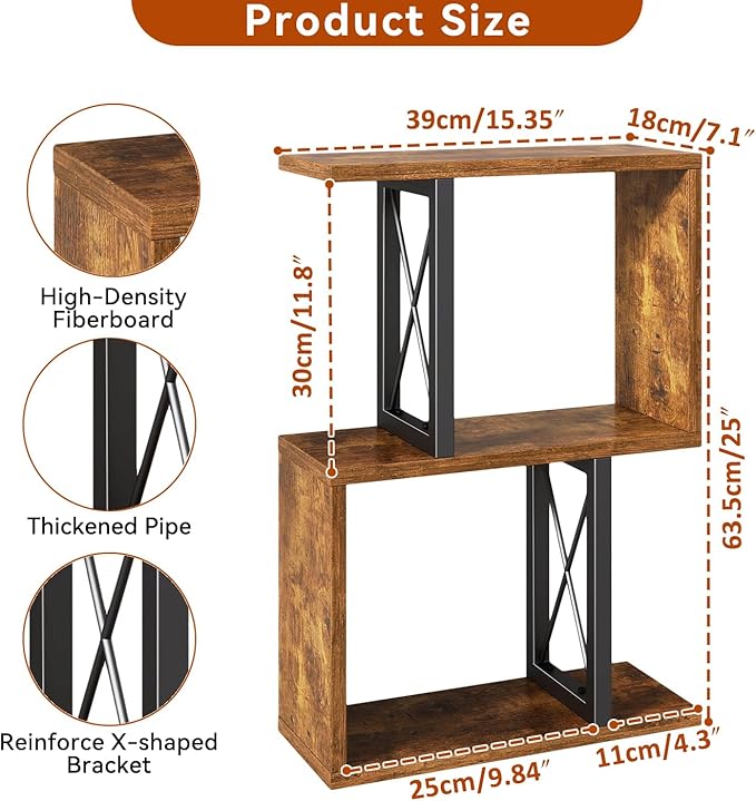 IBUYKE Desktop Bookshelf, 3-Tier Table Bookcase Shelves Storage Organizer Hutch for Office/Dorm, Solid Ability Desk Shelve UTMZ011H