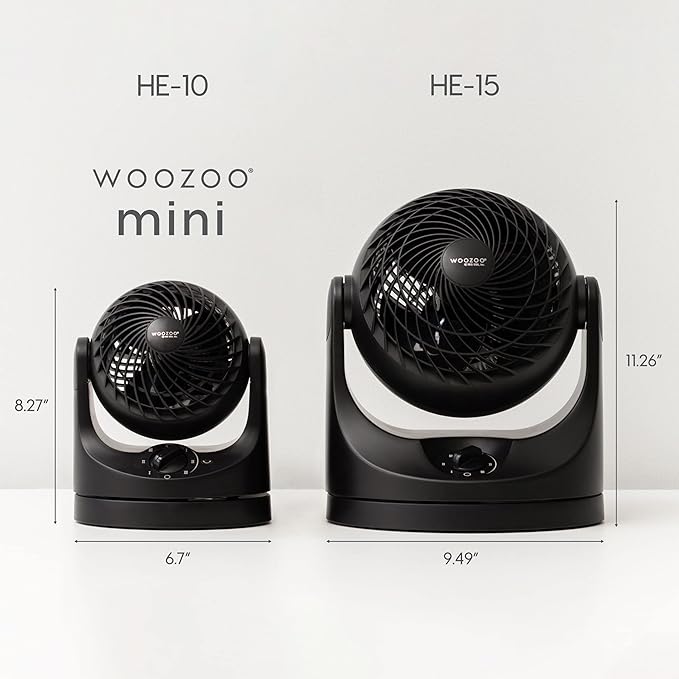 IRIS USA WOOZOO Desk Fan, Oscillating Air Circulator, 3 Speeds, 32ft Max Air Distance, 108ft² Coverage, 112° Adjustable Vertical Tilt, 27db Quiet Motor, Small Fan for Bedroom, Office, Dorm, Black