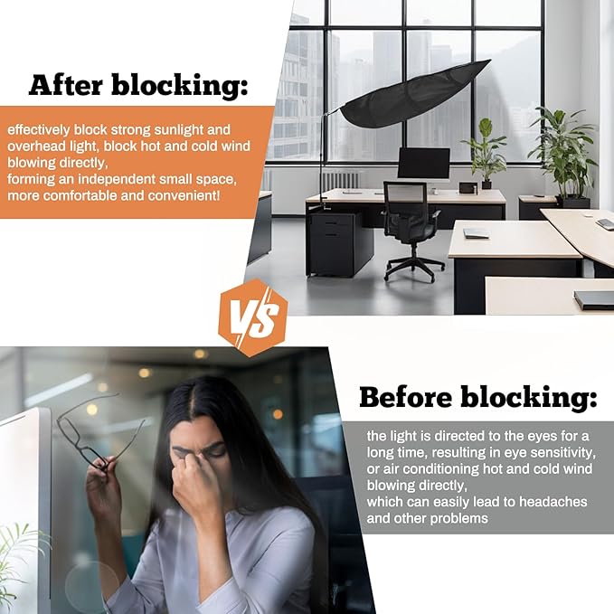P Polerden Office Cubicle and Desk Shade Adjustable Cubicle Shade Black Leaf，The Original Cubicle and Desk Shade