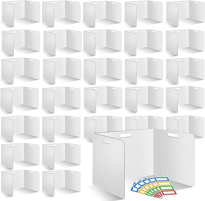 30 Pcs Desk Dividers for Students Plastic Durable and Waterproof Privacy Folders Shields Test Dividers(30pcs White)