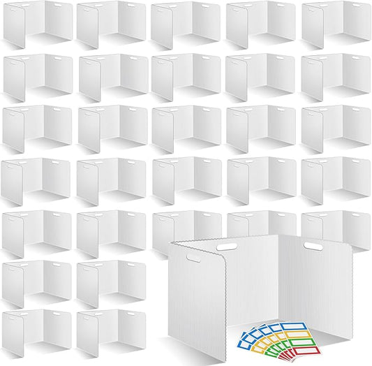 30 Pcs Desk Dividers for Students Plastic Durable and Waterproof Privacy Folders Shields Test Dividers(30pcs White)