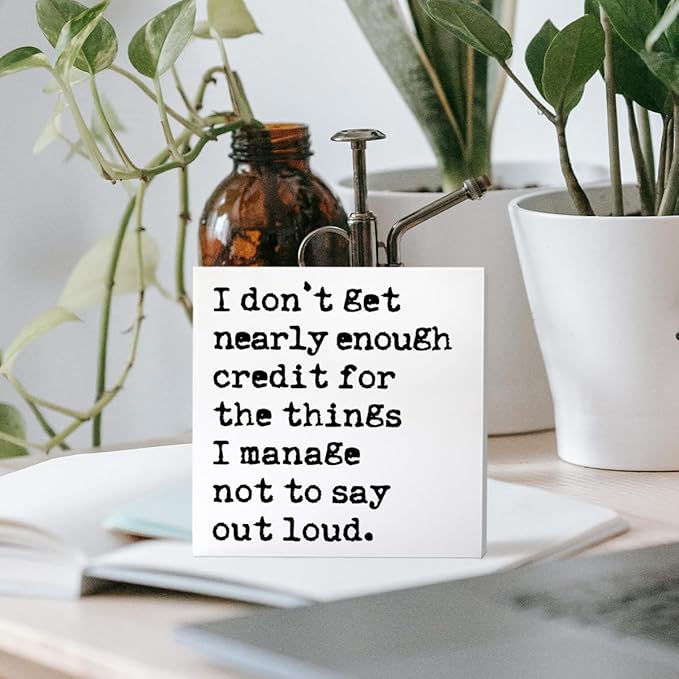 Funny Office Desk Decor Wooden Sign, Funny Office Decoration for Work Women Men, Gifts for Coworker Colleague