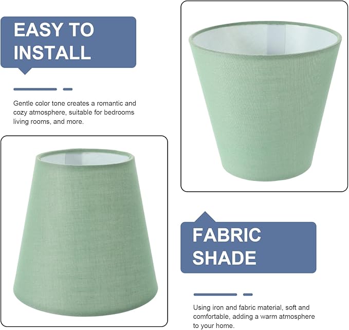 LALAFINA Barrel Lamp Shade Fabric Lampshade Small Lamp Shade Clip on Bulb Cloth Cover for Home Bedroom Living Room, Green