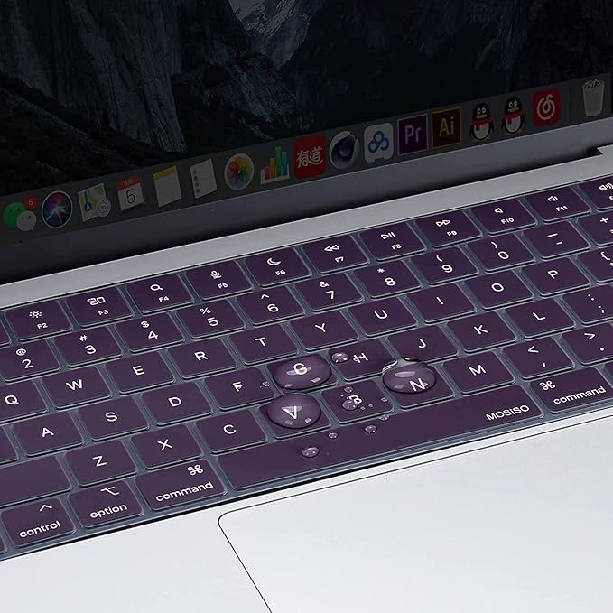 MOSISO Keyboard Cover Skin Compatible with MacBook Air 15 inch M3 A3114 M2 A2941/Air 13.6 A3113 A2681/Pro 14/16 M4 M3 M2 M1, Plum Purple