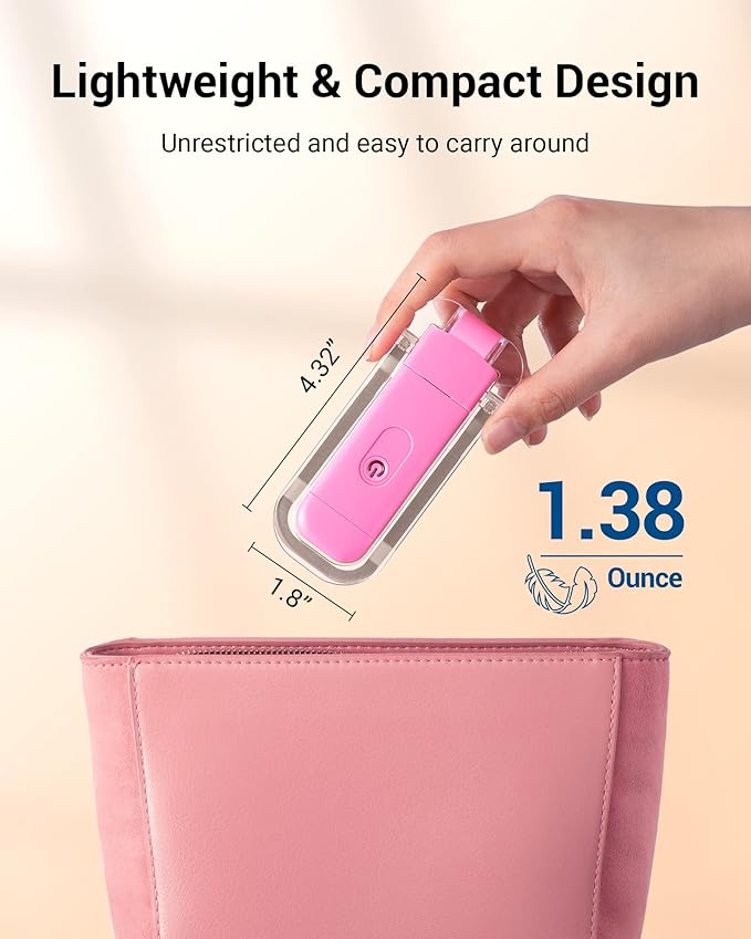 DEWENWILS Book Reading Light, USB Rechargeable Booklight for Reading in Bed, LED Clip On Book Lights for Kids, Bookworms, Blue Light Blocking, 4 Brightness Adjustable for Eye Care (Pink)