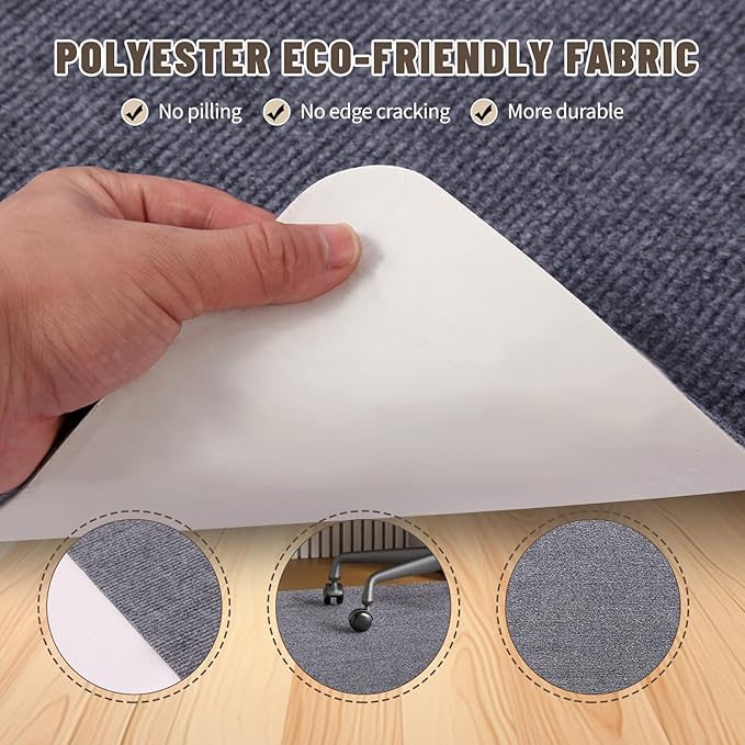 Office Chair Mat - for Hardwood Floors, Large Non-Slip Easy-Clean Floor Protection Blanket (Grey, “48 x 36in”).
