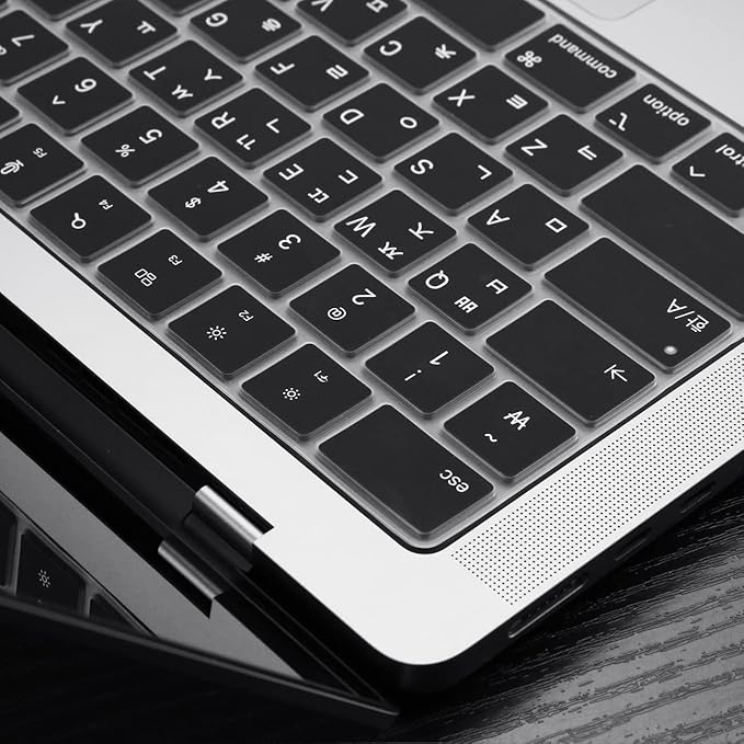 ProElife Korean Keyboard Cover Skin for 2024-2022 MacBook Air 13.6 15 inch M3 M2 A3113/A3114/A2681/A2941 & 2023-2021 MacBook Pro 14 16.2 inch M3 M2 M1 Pro/Max A2918/A2992/A2779/A2780/A2991 Accessory