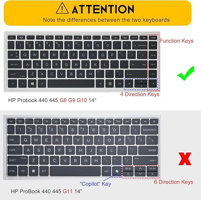 CaseBuy Keyboard Cover for HP Probook 440 445 G8 G9 G10 2023 2022 14 inch, HP Probook 640 G7 G8 14" Laptop Protector Skin(Not Fit Probook 440 445 G5 G6 G7) -Black