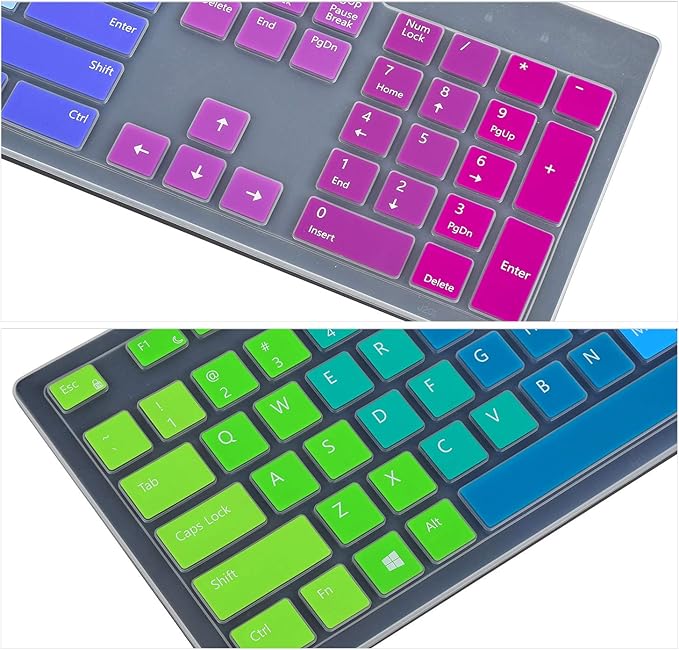 Color Keyboard Cover Skins Compatible with Dell KB216 KM636 Wired Keyboard & Dell Optiplex 5250 3050 3240 5460 7450 7050 & Dell Inspiron AIO 3475/3670/3477 All-in one Desktop Cover Skins(Rainbow)