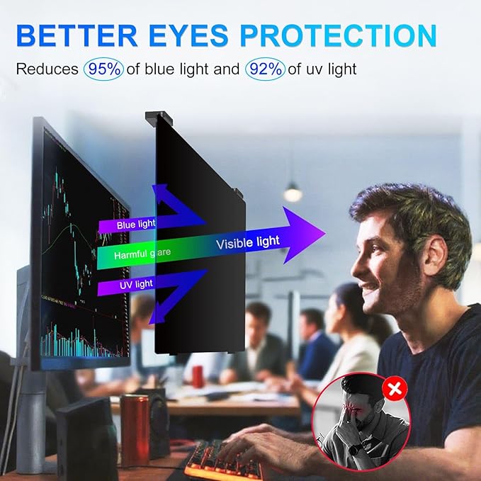 2Pack Magnetic 23 Inch Privacy Screen for Computer Monitor 16:9 Aspect Ratio, Hanging Removable Anti-Blue/Glare Protector Film, Anti Spy Desktop Security Private Filter 23in