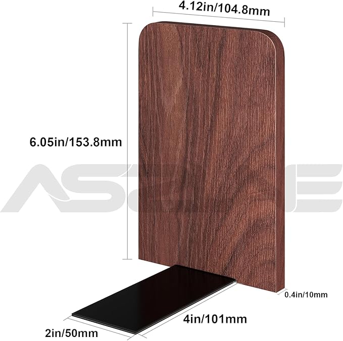 1Pair Book Ends for Heavy Books,Square Bookends Wood Book Ends Universal Economy Bookend