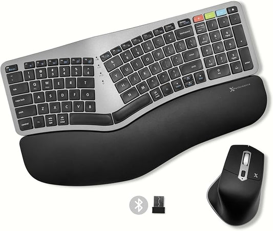 X9 Ergonomic Keyboard and Mouse Wireless Combo - Ergo Split Keyboard with Wrist Rest and Mouse, 2.4G and Bluetooth, Full-Size Wireless Carpal Tunnel Ergonomic Keyboard and Mouse for Laptop and PC
