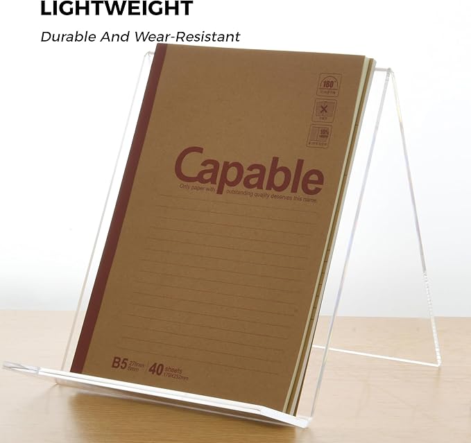 Acrylic Book Stand, Book Display Holder 8.5 x 11, Clear Acrylic Display Easel Transparent Display Stand Holder Tablet Holder for Album, CD, Magazine, Picture, Plate, Artworks, Phone, (2-PACK)
