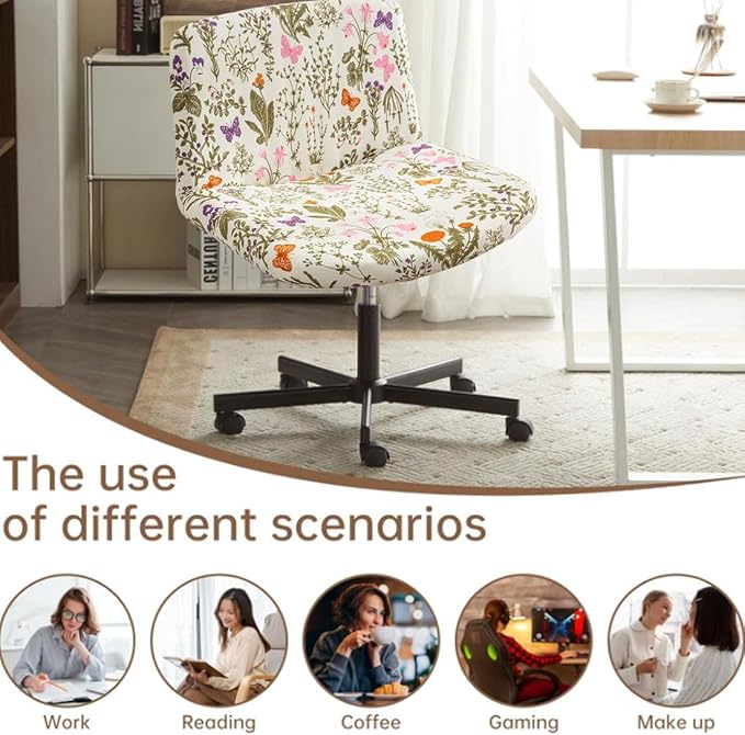 Levoberg Armless Criss Cross Office Desk Chair Cover Slipcovers Printed Vanity Desk Chair Covers Accent Mid Back Wide Swivel Task Chair Protector #1