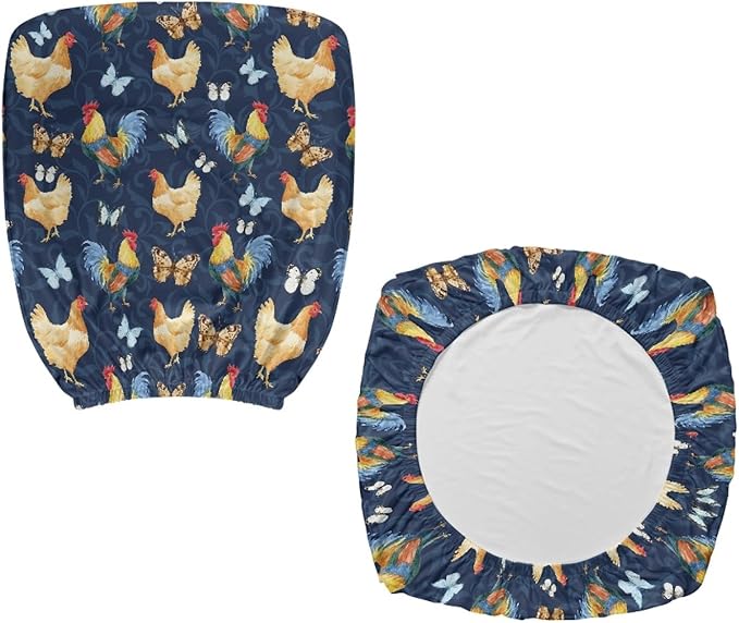 GLENLCWE Rooster Butterfly Beach Office Chair Slipcovers,Polyester Computer Chair Seat Covers Stretch High Back Chair Cover with Elastic Edge