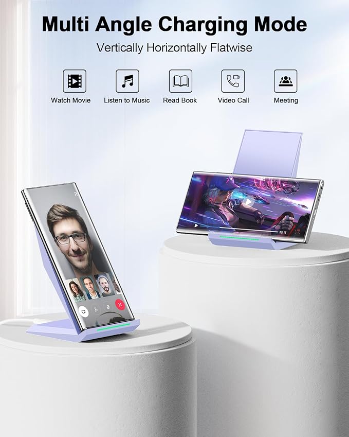 NANAMI Wireless Charger with USB C Charger - Fast Wireless Charging Stand Compatible with iPhone 17/16/15/14/13/12, Phone Charger Dock for Samsung Galaxy S26/S26+/S25/S25+/S25 Ultra/S24/S23/S22