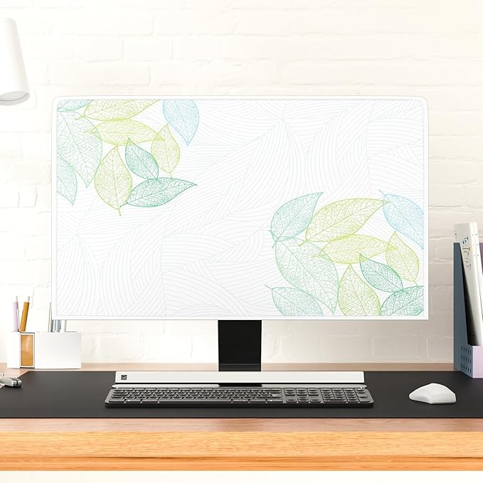 Artistical Leaf Waterproof 32 Inch TV Dust Cover Anti-Static Dustproof Screen TV Covers with Trendy Botanical Design Weatherproof Television Cover for LED LCD OLED 32 Inch TVs