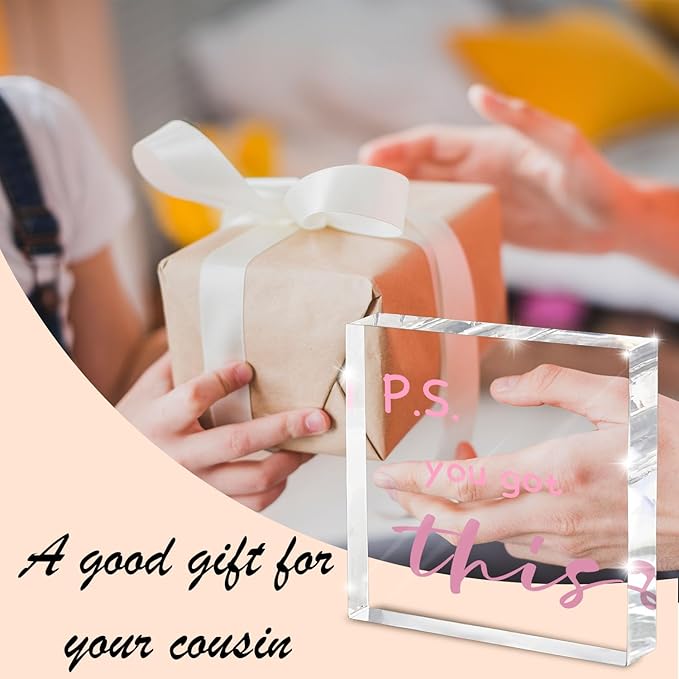 PS: You Got This' Bold Pink Acrylic Sign - 4"X 4" Motivational Desk Power Boost for Women, Office & Study Encouragement Decor with Uplifting Affirmation