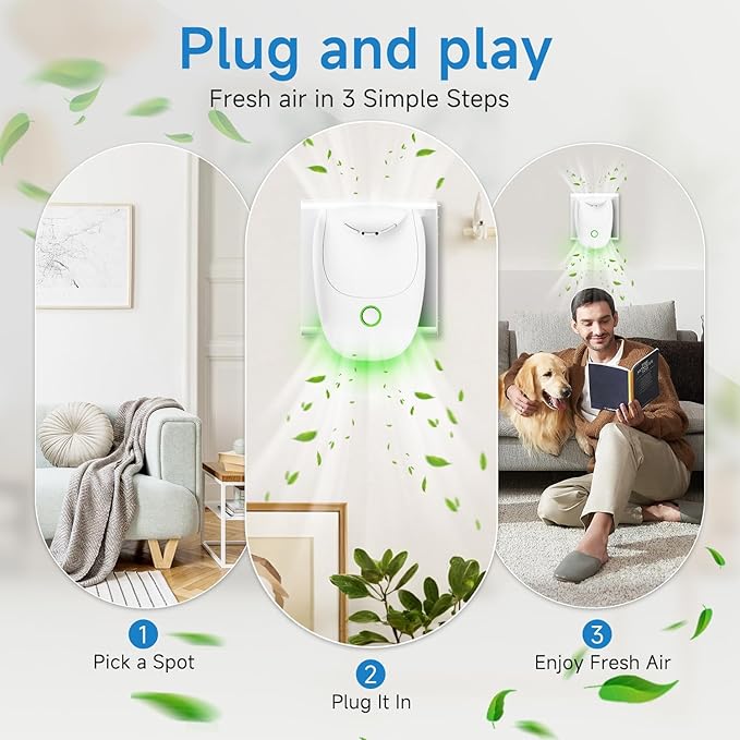 Plug in Air Ionizers, 6 Pack Two-Speed Quiet Negative Ion Air Purifier, Mini Air Fresheners for Home, Bedroom, Office, Kitchen, Portable Odor Eliminator for Dust, Smoke, Pet Smell (6pcs)