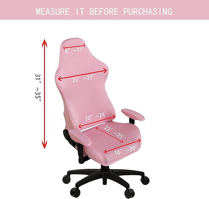 SARAFLORA Gaming Chair Covers Stretch Washable Computer Chairs Slipcovers for Armchair, Swivel Chairs, Computer boss Chair (Pink, X-Large)