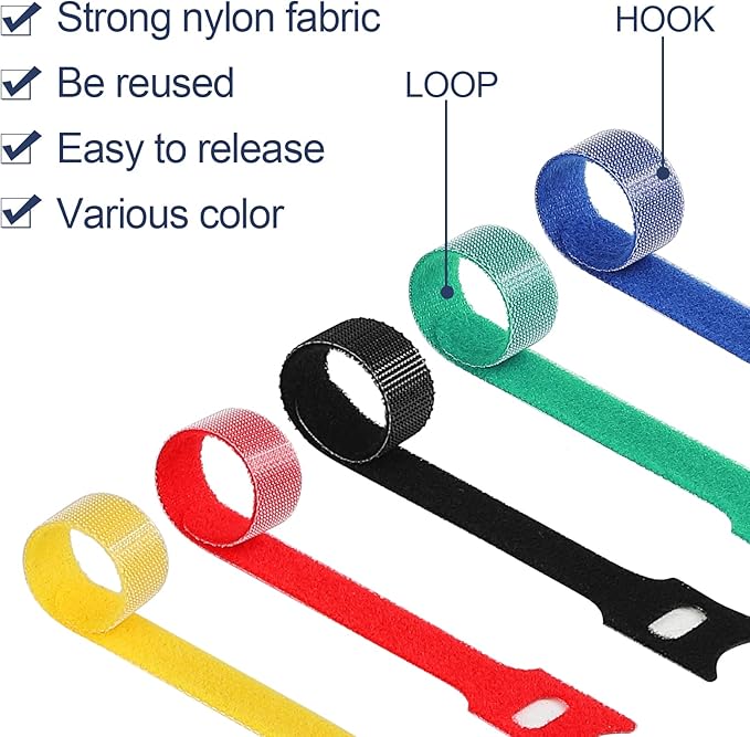 MVYC 120PCS 6 Inch Cable Ties Reusable Multi-Purpose Wire Ties Cord Organizer Adjustable Cable Management 5 Colors (Pack of 2)