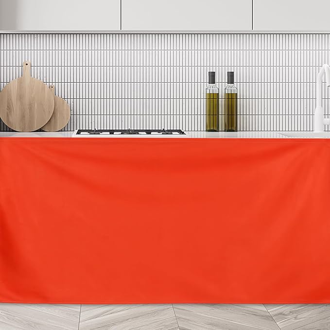 uxcell Cabinet Curtains, Dust Proof Privacy Drape Short Curtain, Hook & Loop Under The Desk Skirt for Kitchen Bathroom Closet Storage Room (35.4" W x 27.6" H, Red)