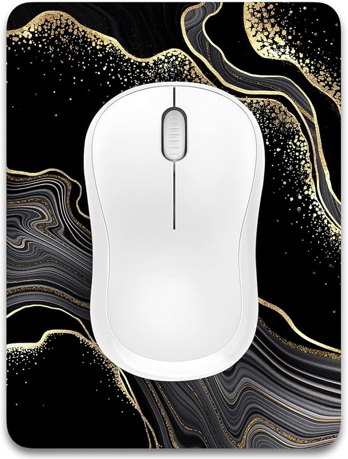 Dapesuom Small Mouse Pad, 6 x 8 Inch Thick Rubber Premium-Textured Non-Slip Portable & Washable Mini Mouse Mat for Women Men Wireless Laptops Keyboard Tray Gaming Computer Office Travel, Black Marble