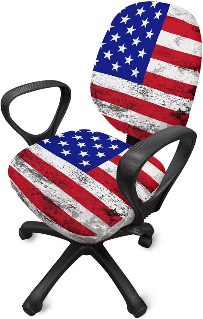American Flag Office Chair Covers Stretchable Office Chair Seat Cover 2 Piece Washable Gaming Chair Cover Universal Fit Most Wheelchairs,Computer Chairs,Gaming Chairs
