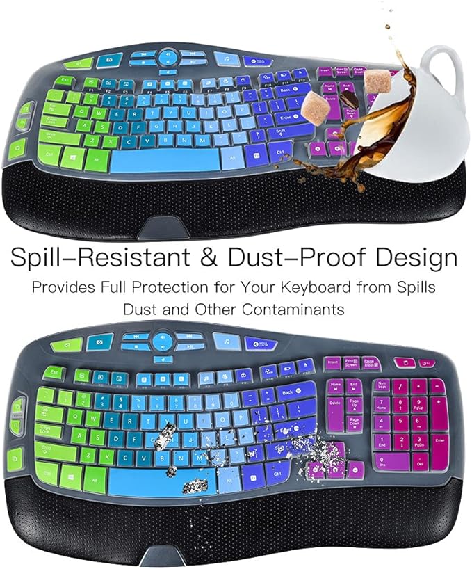 Keyboard Cover for Logitech K350 MK550 MK570, Ultra Thin Keyboard Cover Skin for Logitech K350 MK550 MK570 Keyboards Covers Protector Accessories, Rainbow
