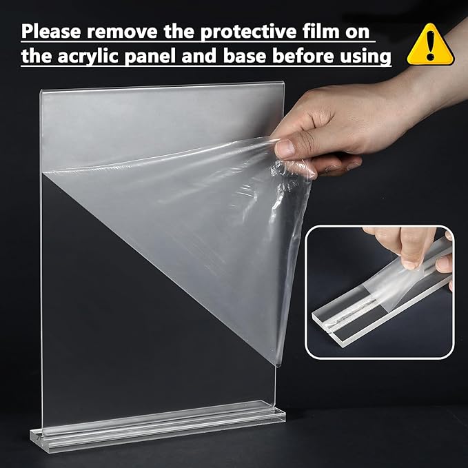 MaxGear 8.5x11 Acrylic Sign Holder 3 Pack, Clear Table Menu Display Stand Plastic Document Paper Holder Double Sided T Shape Sign Frame for Store, Restaurant, Hotels, Office