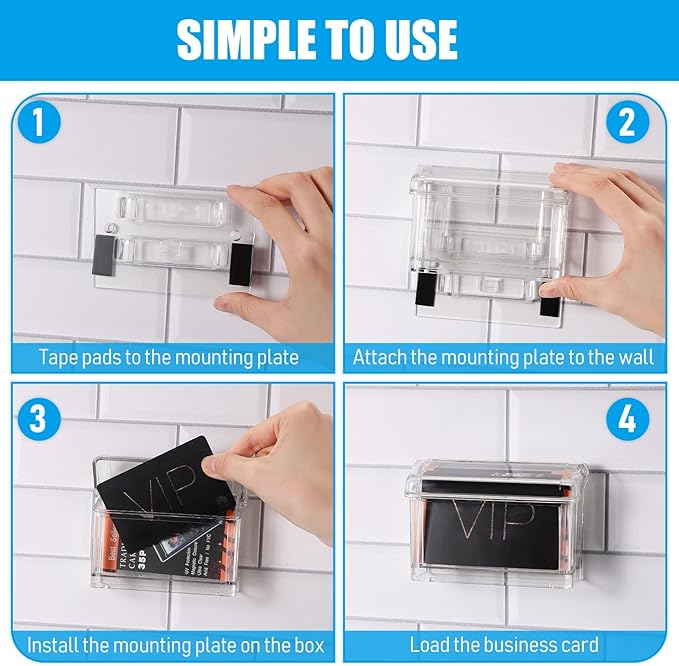 Vicenpal Outdoor Business Card Holder Wall Mount Acrylic Business Card Box Included Clear Holder Peel and Stick for Office Store Trucks Wall Outdoor 4.25 x 1.46 x 2.87 Inch (1 Piece)