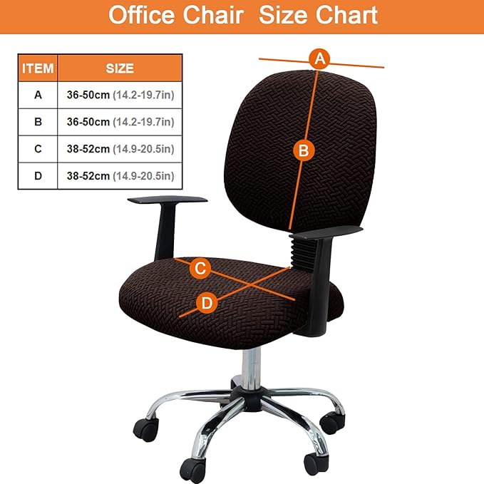 MIFXIN Computer Office Chair Cover Stretch Elastic Slipcover 2 Piece Stretchy Jacquard Washable Computer Chair Covers Furniture Protector for Office Home, NO Chair Only Covers (Coffee)