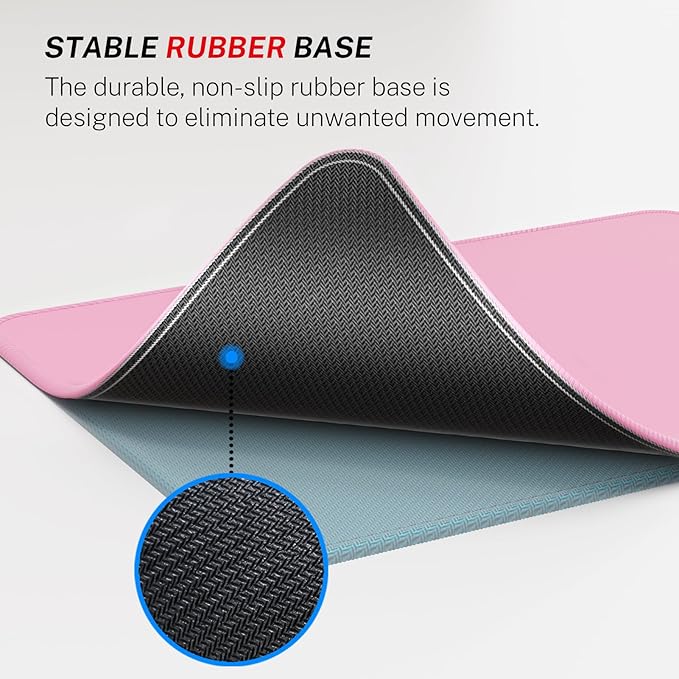 MROCO Mouse Pad [30% Larger] with Anti-Fray Stitched Edges, Premium-Textured Waterproof Surface, Non-Slip Rubber Base, Computer & Gaming Mouse Mat for Laptop, Office & Home, 8.5 x 11 in, Pale Pink